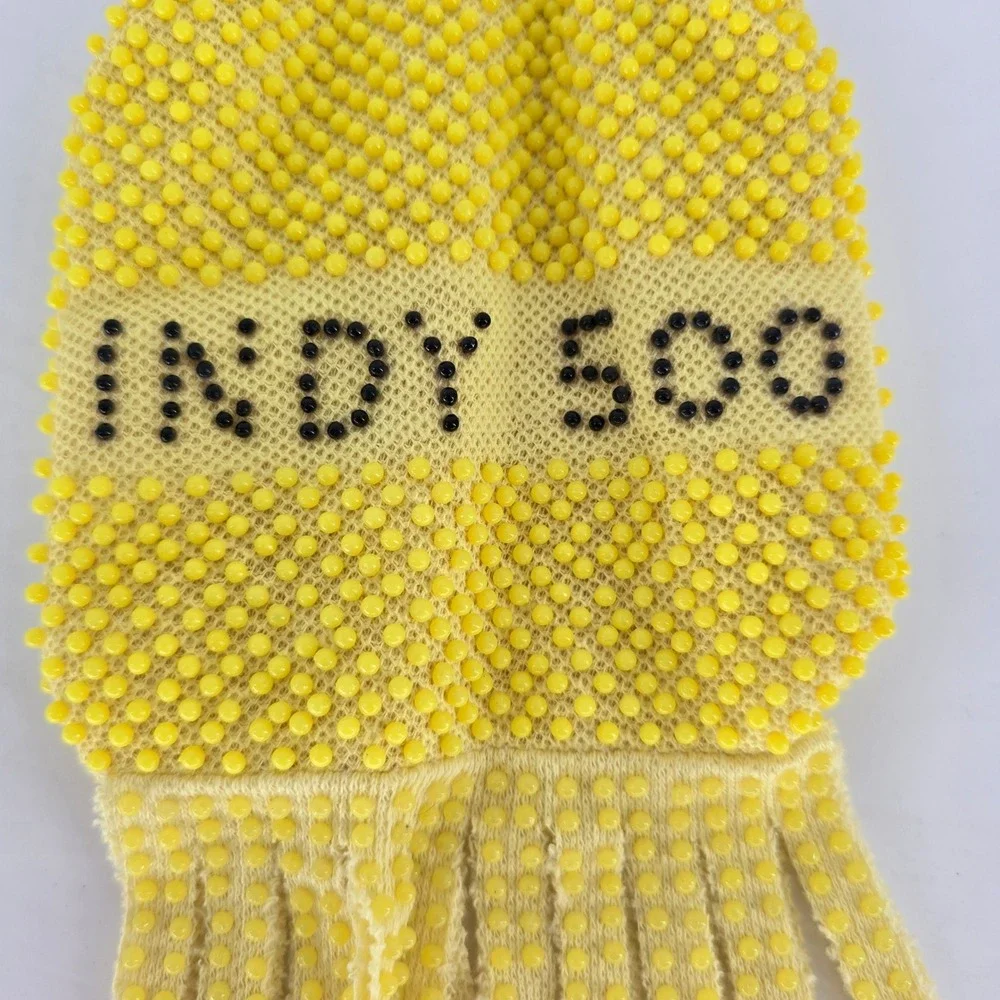 Vintage Thunderbird Indy 500 Beaded Souvenir Purse Yellow Fringe Kiss Lock